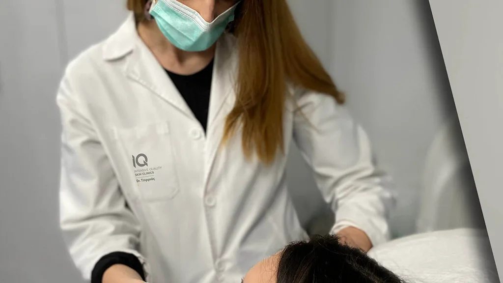A doctor at IQ Skin Clinics treating a patient