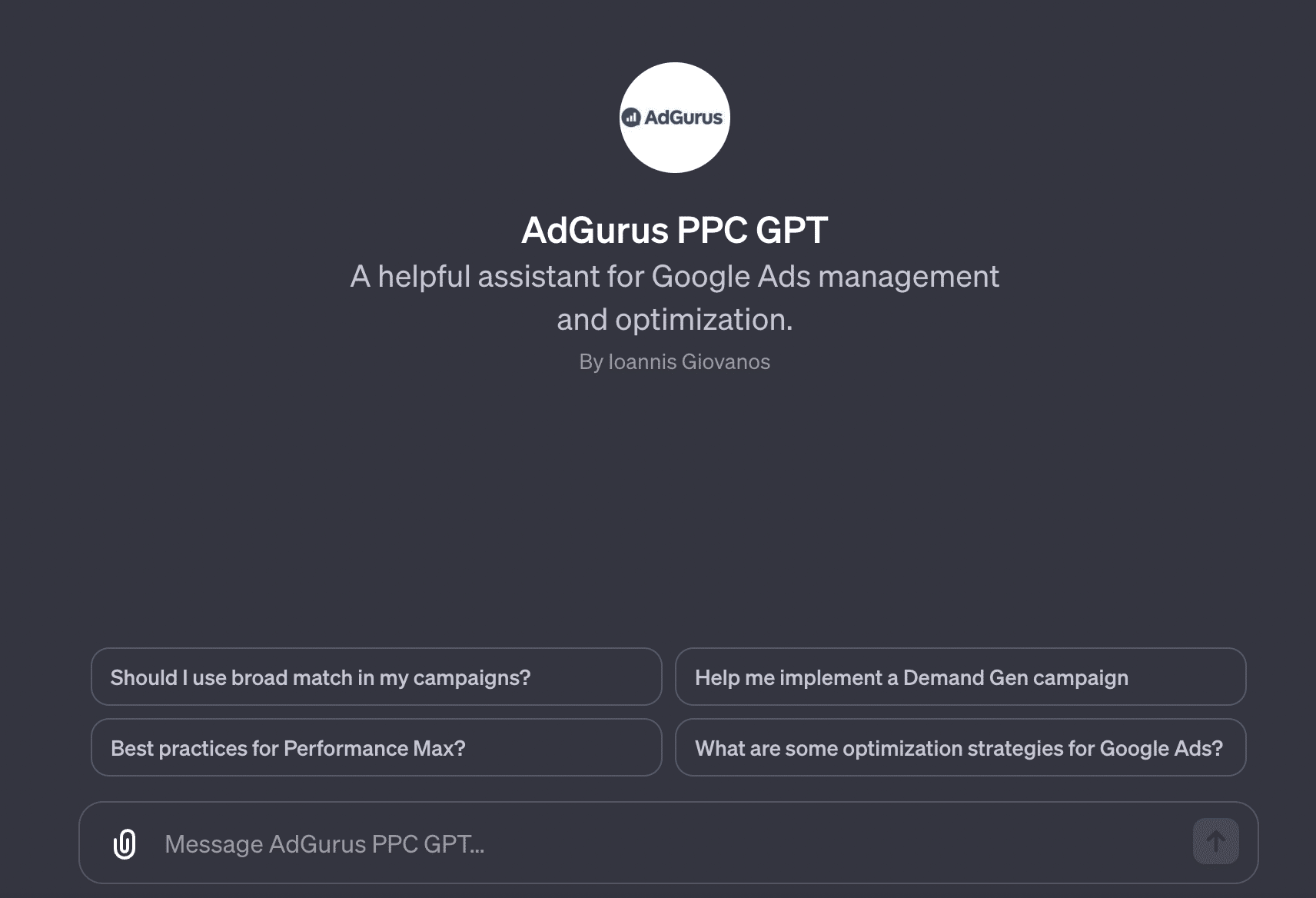 Custom GPT tool for Google Ads